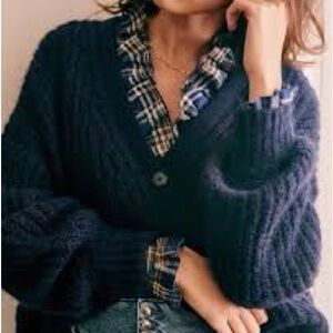 Sezane Basile Navy Blue Cardigan